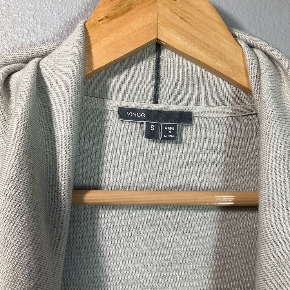 VINCE Two Tone Drape Open Front Wool Gray Cardigan merino wool blend size Small - Picture 5 of 11